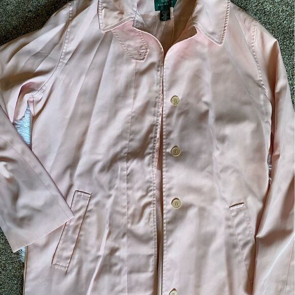 Lauren Ralph Lauren Pink Trench Jacket Women’s Small Button Down - Picture 3 of 13